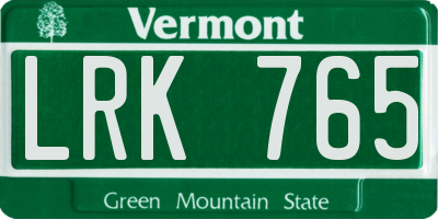 VT license plate LRK765