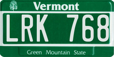 VT license plate LRK768
