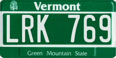 VT license plate LRK769
