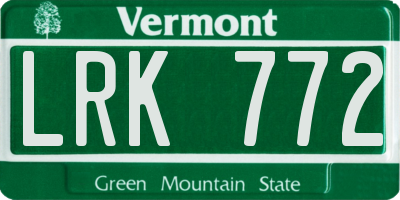 VT license plate LRK772