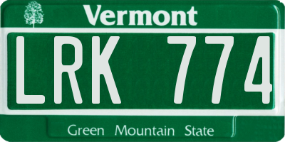 VT license plate LRK774