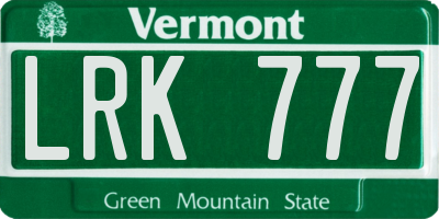 VT license plate LRK777
