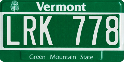 VT license plate LRK778