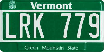 VT license plate LRK779