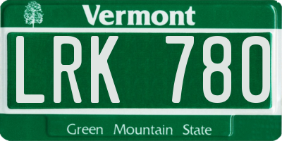 VT license plate LRK780