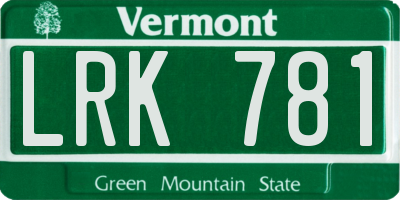 VT license plate LRK781