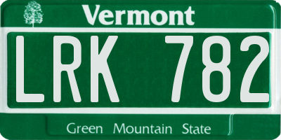 VT license plate LRK782