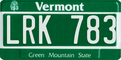 VT license plate LRK783