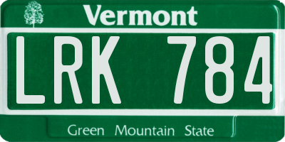 VT license plate LRK784