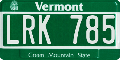 VT license plate LRK785