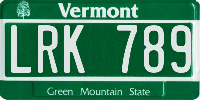 VT license plate LRK789
