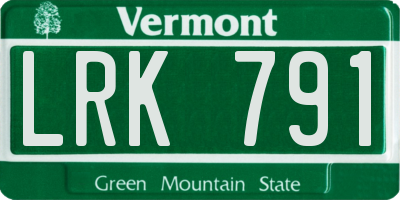 VT license plate LRK791