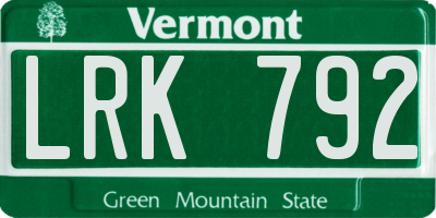 VT license plate LRK792