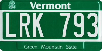 VT license plate LRK793