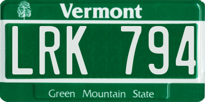 VT license plate LRK794