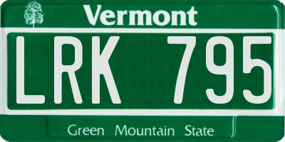 VT license plate LRK795