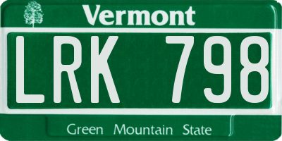 VT license plate LRK798