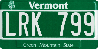 VT license plate LRK799