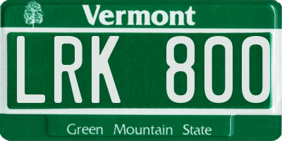 VT license plate LRK800