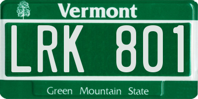 VT license plate LRK801