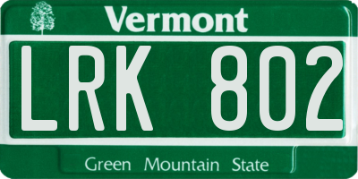 VT license plate LRK802