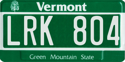 VT license plate LRK804