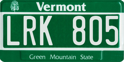 VT license plate LRK805