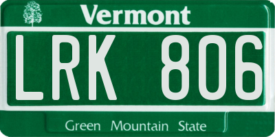 VT license plate LRK806