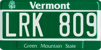VT license plate LRK809