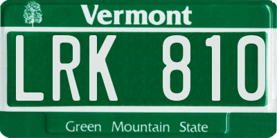 VT license plate LRK810