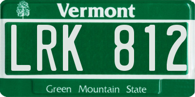 VT license plate LRK812