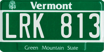 VT license plate LRK813