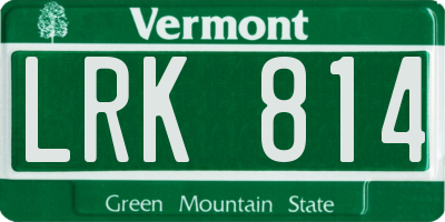 VT license plate LRK814