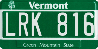 VT license plate LRK816