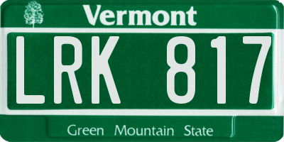 VT license plate LRK817