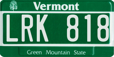 VT license plate LRK818