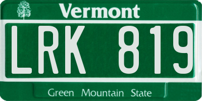 VT license plate LRK819
