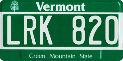 VT license plate LRK820