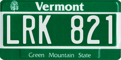 VT license plate LRK821