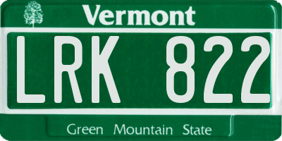 VT license plate LRK822