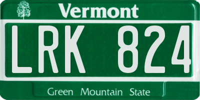VT license plate LRK824