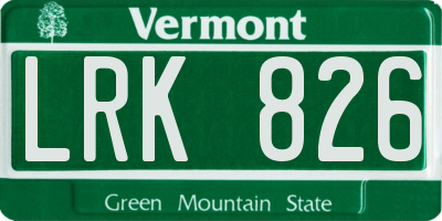 VT license plate LRK826