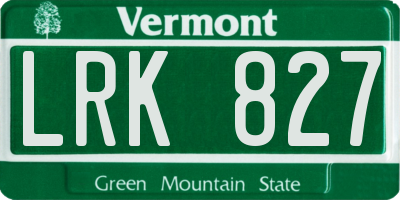 VT license plate LRK827
