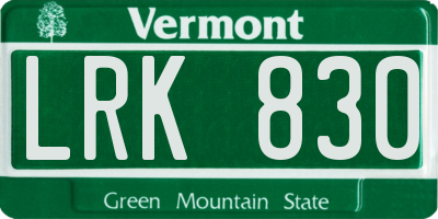 VT license plate LRK830