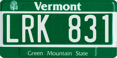 VT license plate LRK831