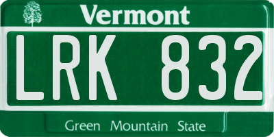 VT license plate LRK832