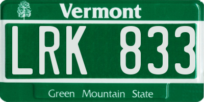 VT license plate LRK833