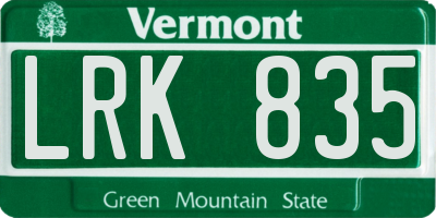VT license plate LRK835