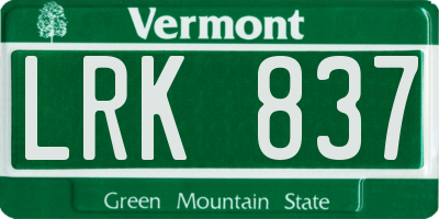 VT license plate LRK837