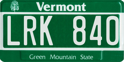 VT license plate LRK840